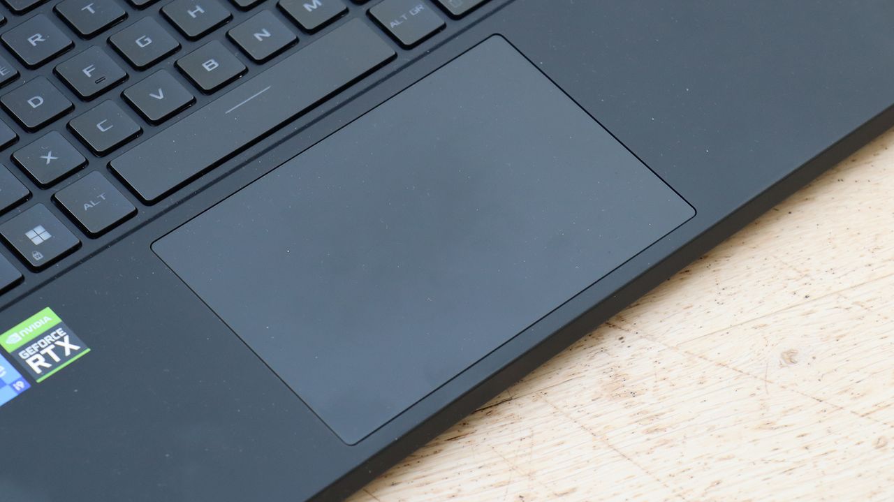 A photograph of the Asus ROG Zephyrus M16's trackpad