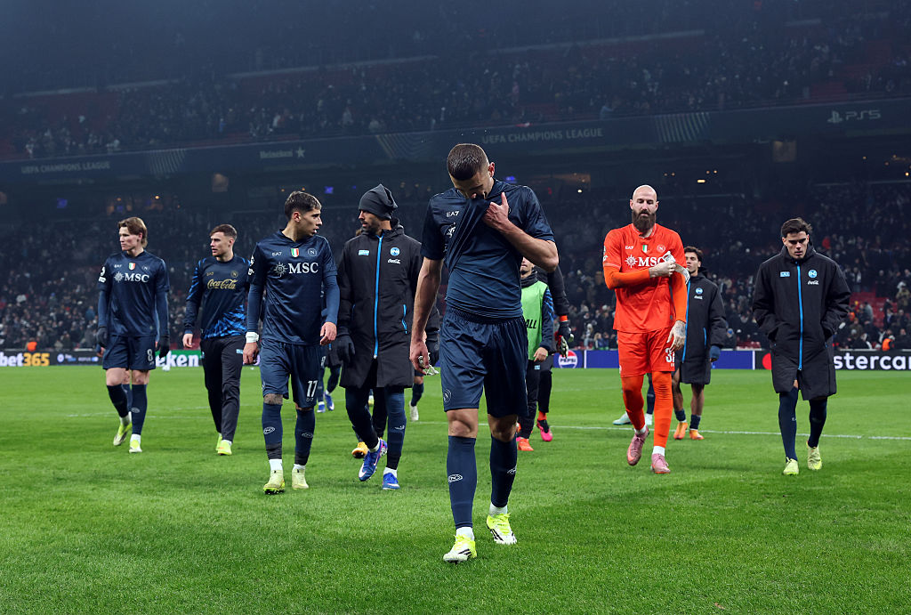 Alessandro Buongiorno of SSC Napoli reacts after the UEFA Champions League 2025/26 League Phase MD7 match between F.C. Copenhagen and SSC Napoli at Parken Stadium on January 20, 2026 in Copenhagen, Denmark.