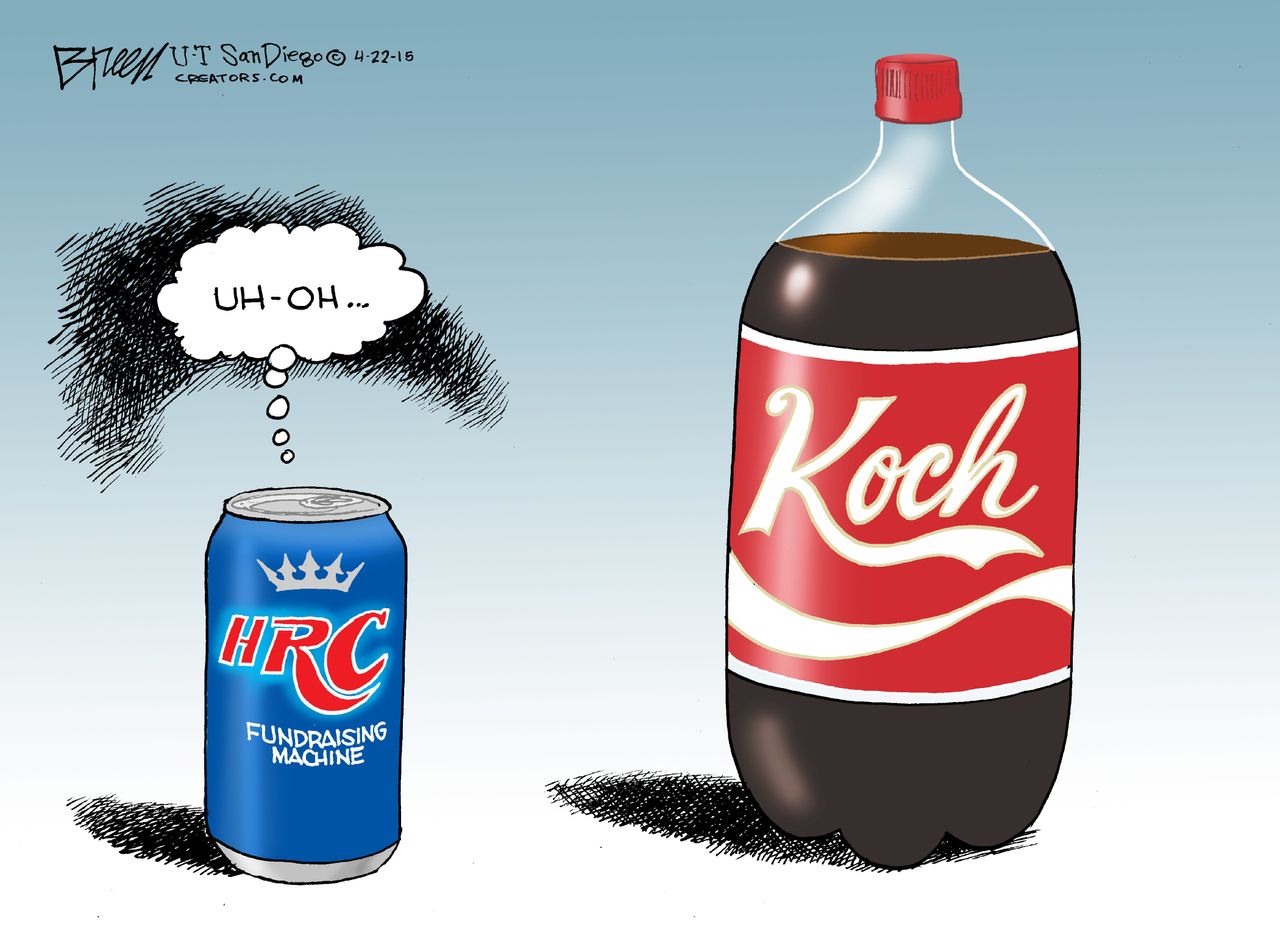 Political cartoon U.S. Koch donations