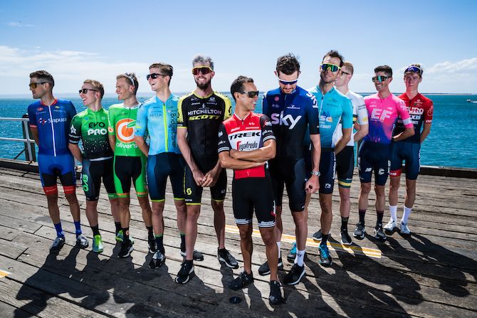 Strike a pose: Trek-Segafredo's Richie Porte leads the way ahead of the 2019 Herald Sun Tour