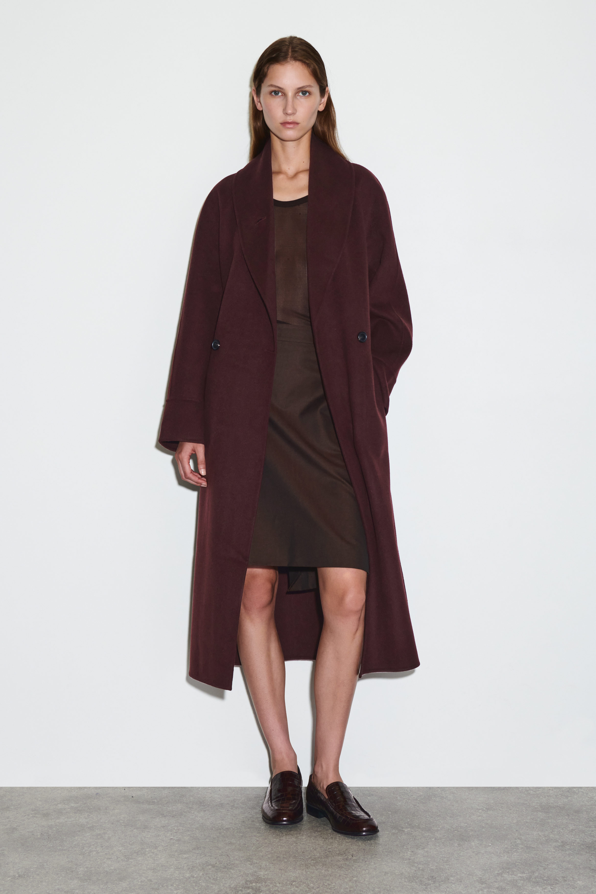Belted Double-Faced Wool Long Coat