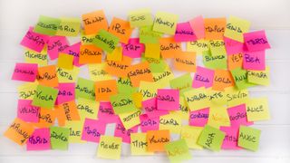 Baby names on post-it notes