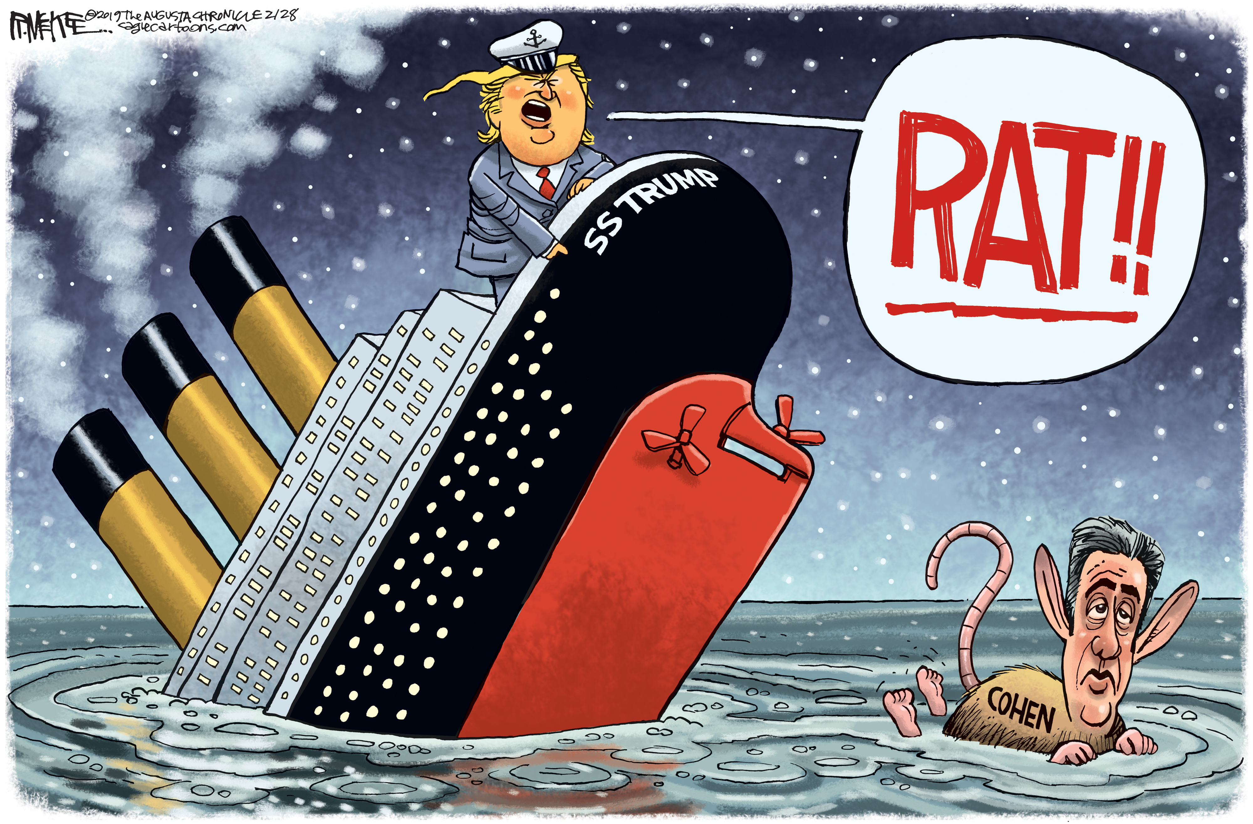 Political cartoon U.S. Trump Michael Cohen testimony 