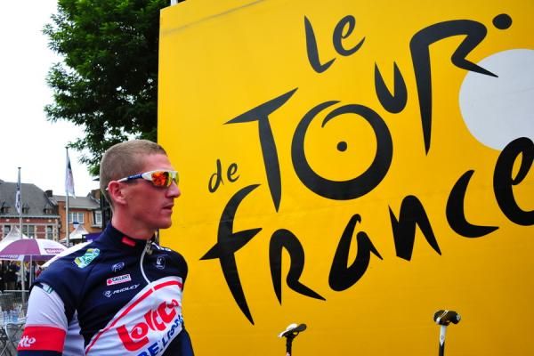 Jurgen Van den Broeck (Lotto-Belisol) ahead of stage two at the 99th edition of the Tour de France