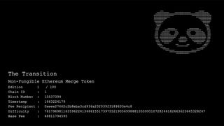 Ethereum merge; the first NFT created post-merge is a picture of a panda
