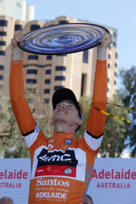 Rohan Dennis (BMC) gets a good look at his trophy