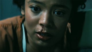 A close up of Marie Moreau after having a nosebleed in Gen V season 2 episode 5