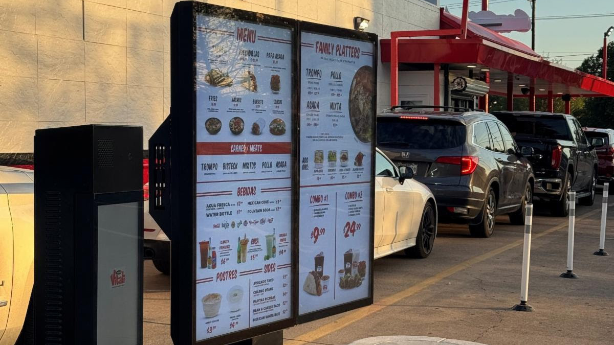 A drive-thru digital menu.