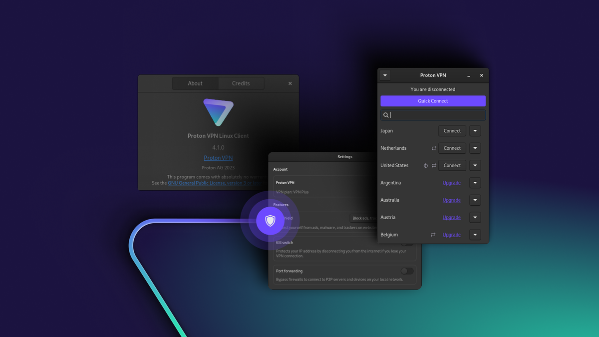 Proton VPN new Linux app interface, promo image