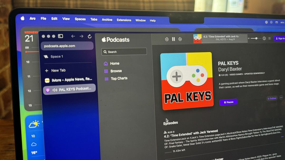 Apple Podcasts web app on Arc web browser