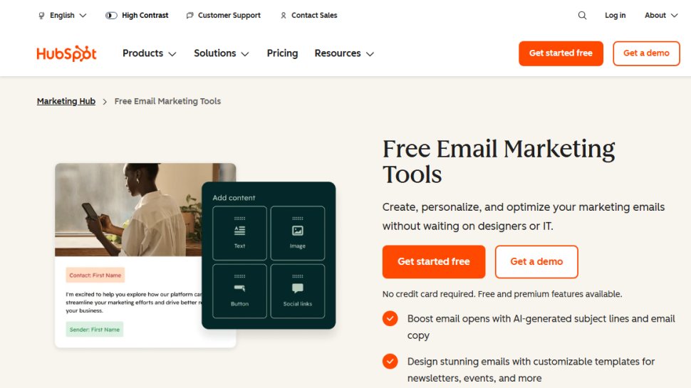 Website screenshot of HubSpot (November, 2025)