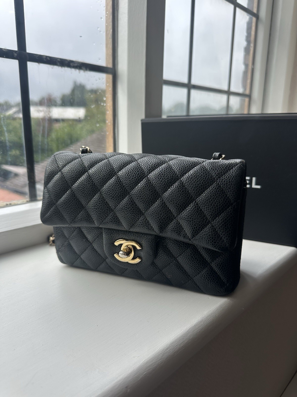 Chanel Mini Flap Back Caviar Bag Gold Hardware
