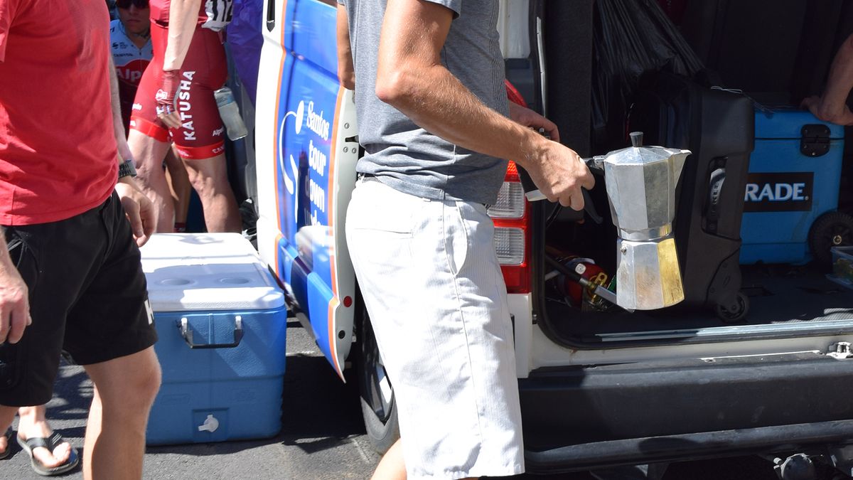 Katusha-Alpecin made a kettle of espresso ahead of each stage start