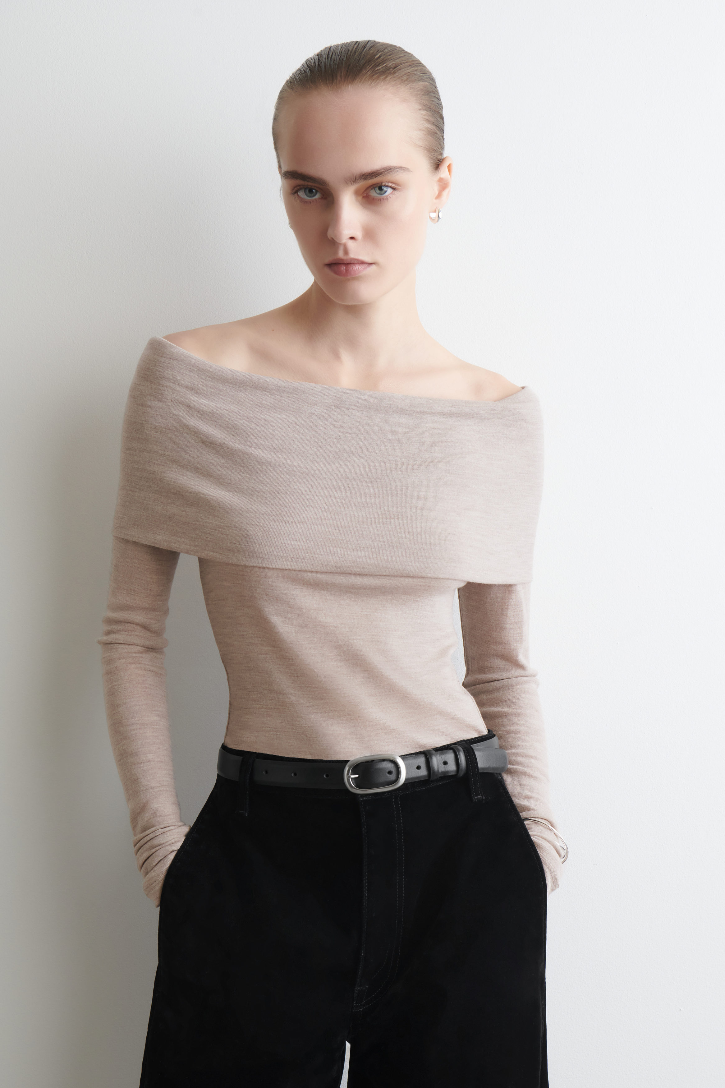 Off-The-Shoulder Merino Wool Top