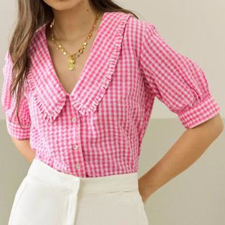 Brora Gingham Ruffled Shirt 