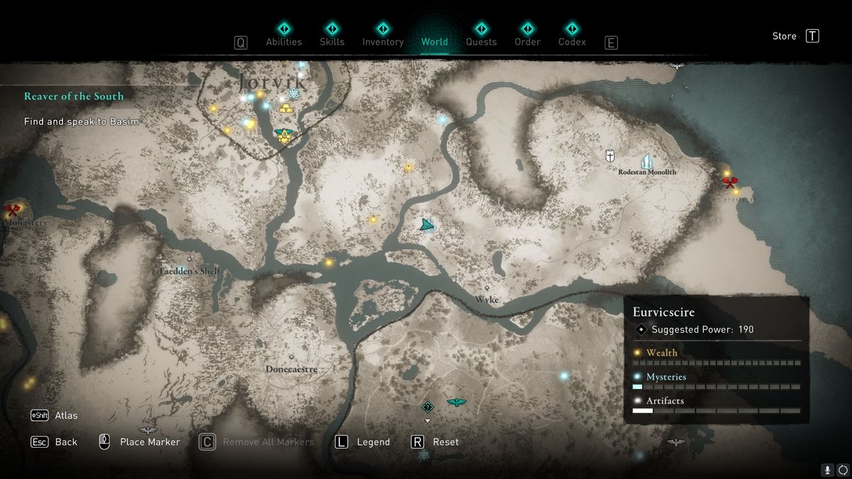 AC valhalla Eurvicscire treasure hoard map location