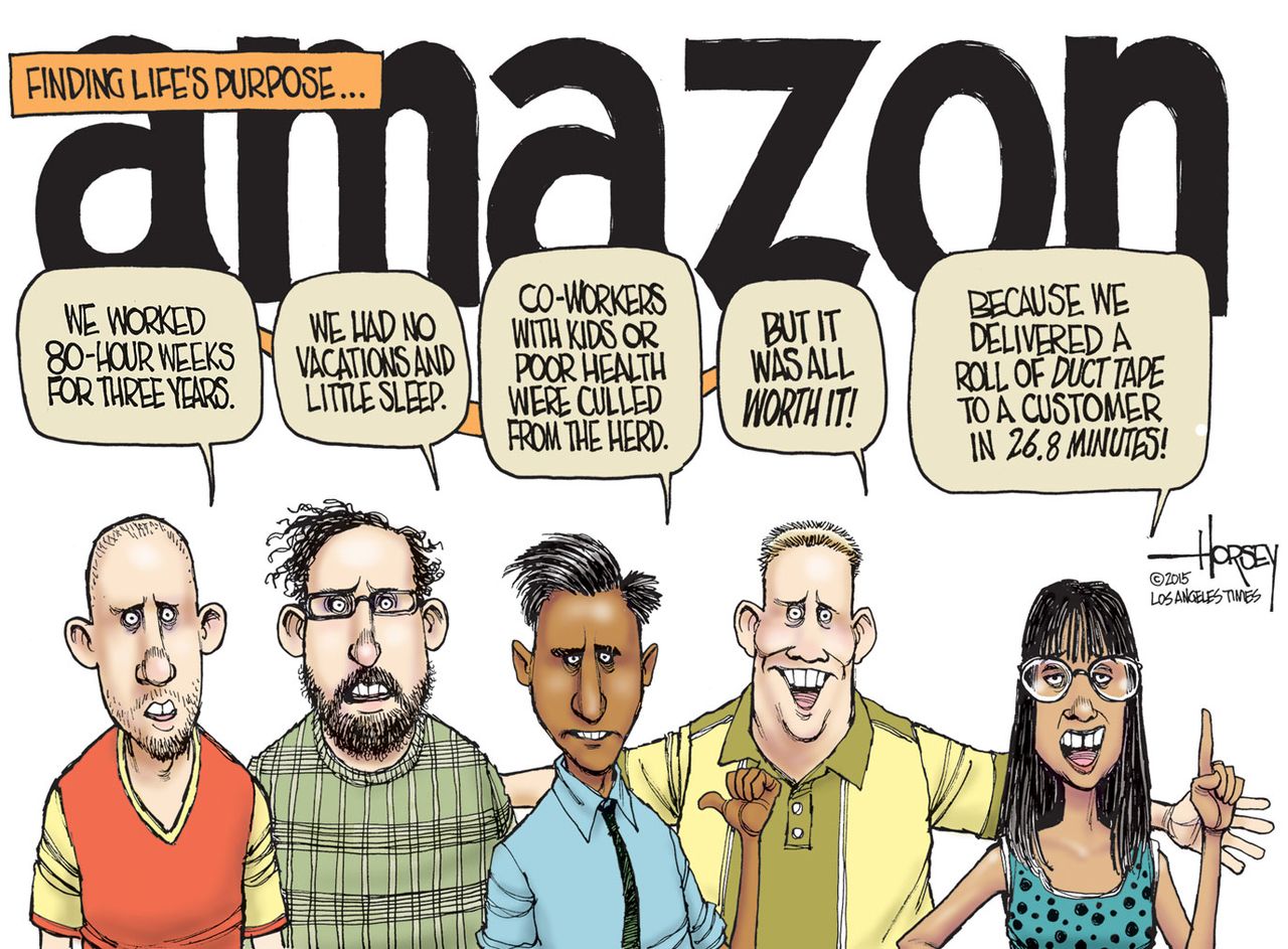 Editorial cartoon Amazon Workplace