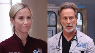 Jessy Schram as Hannah Asher and Steven Weber as Dean Archer in Chicago Med Season 10