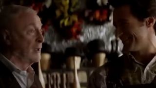 Michael Caine sharing a moment with Hugh Jackman in The Prestige