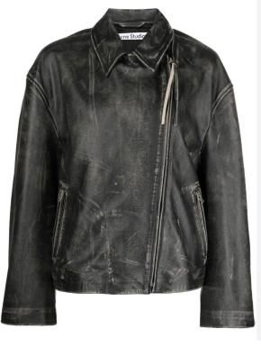 Acne Studios Black Distressed Biker Jacket