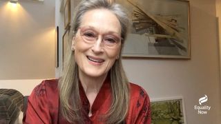 Meryl Streep appears virtually during a video call