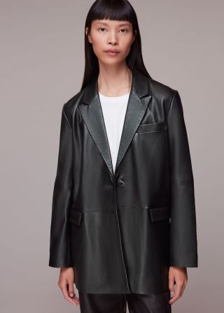 Black Stina Leather Blazer