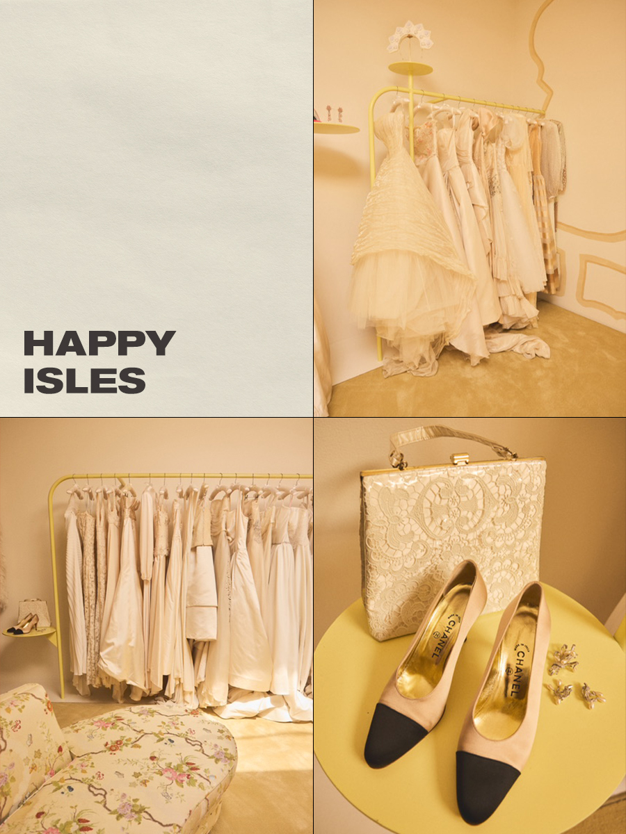 Wedding dresses and accessories at Happy Isles salon.