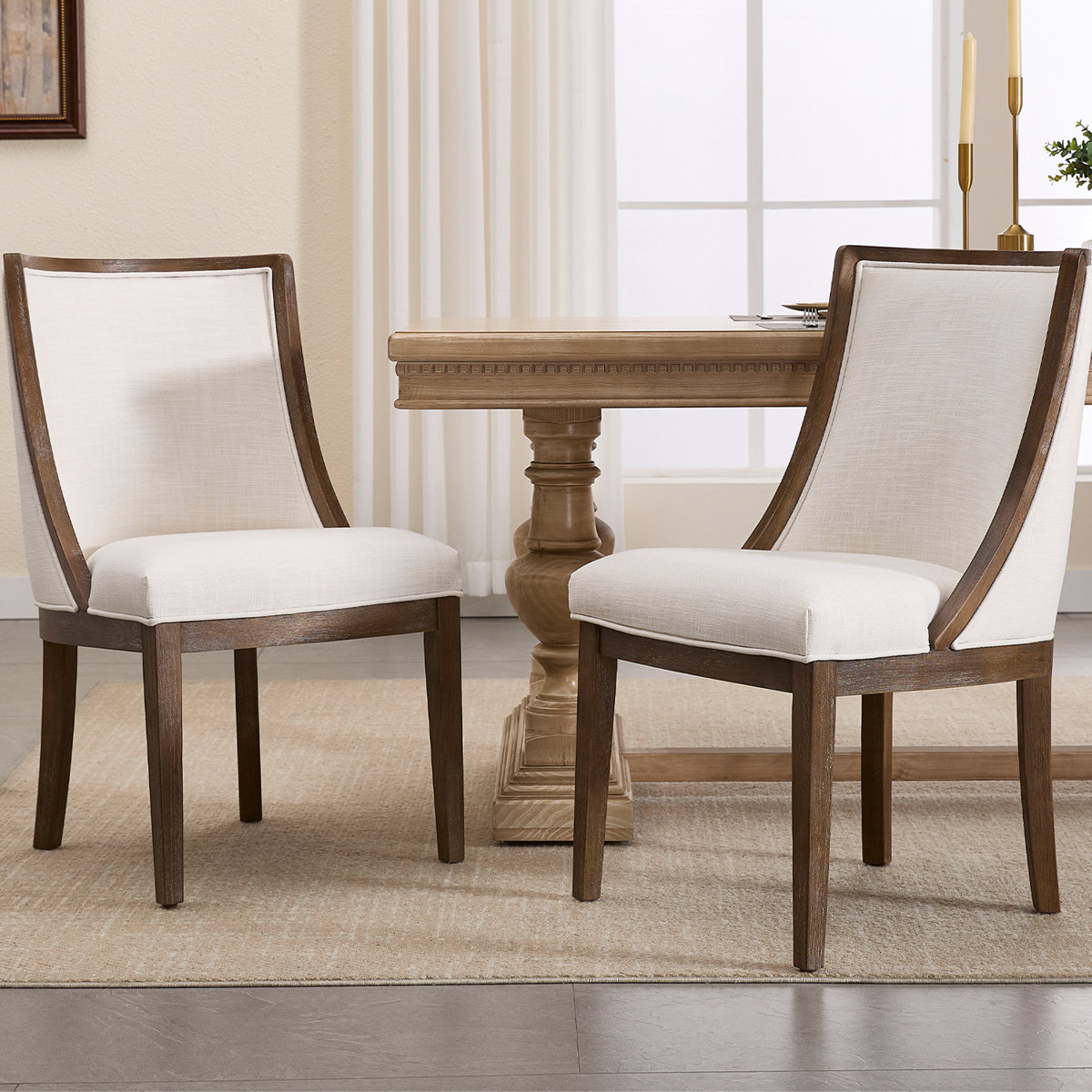 Lark Manor&amp;trade; Vintage Style Upholstered Solid Wood Legs Linen Dining Chair With Backrest, With Solid Wood Frame, for Dining Room/living Room &amp;amp; Reviews | Wayfair
