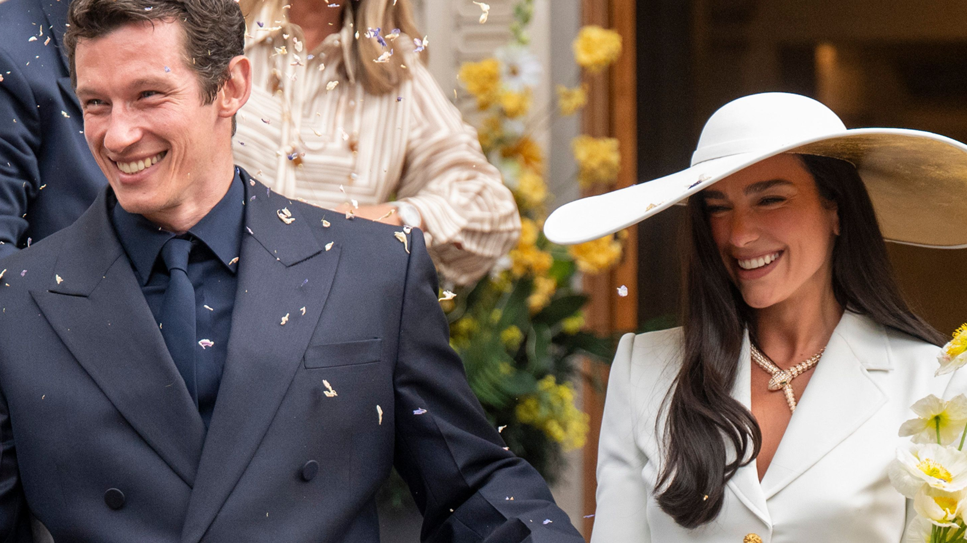 Dua Lipa wore a custom Schiaparelli skirt set to her wedding, inspired by Bianca Jagger