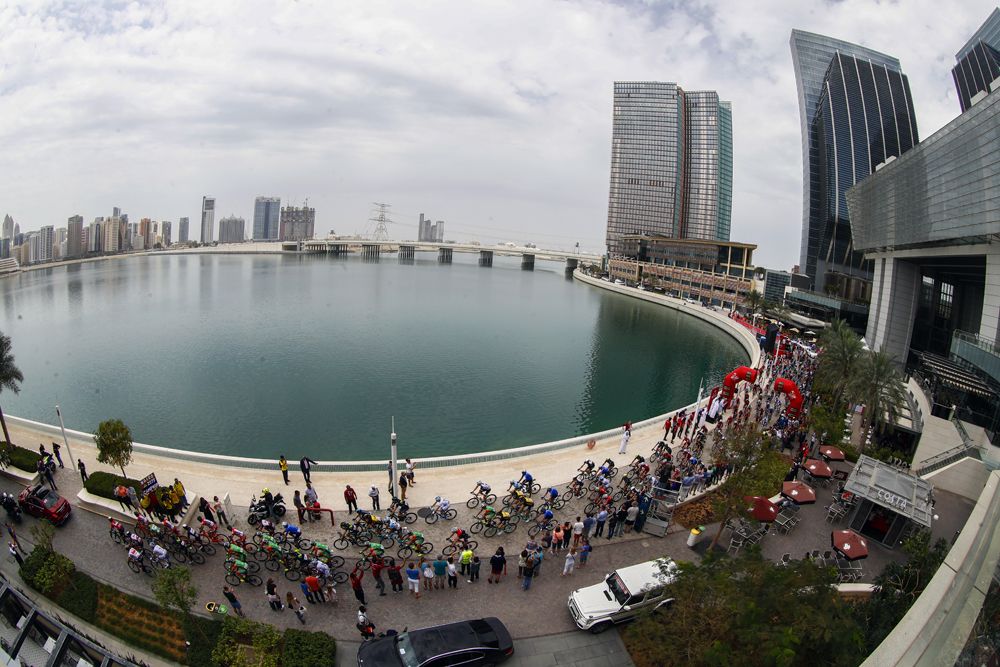 The peloton in action on stage 2 of the Abu Dhabi Tour
