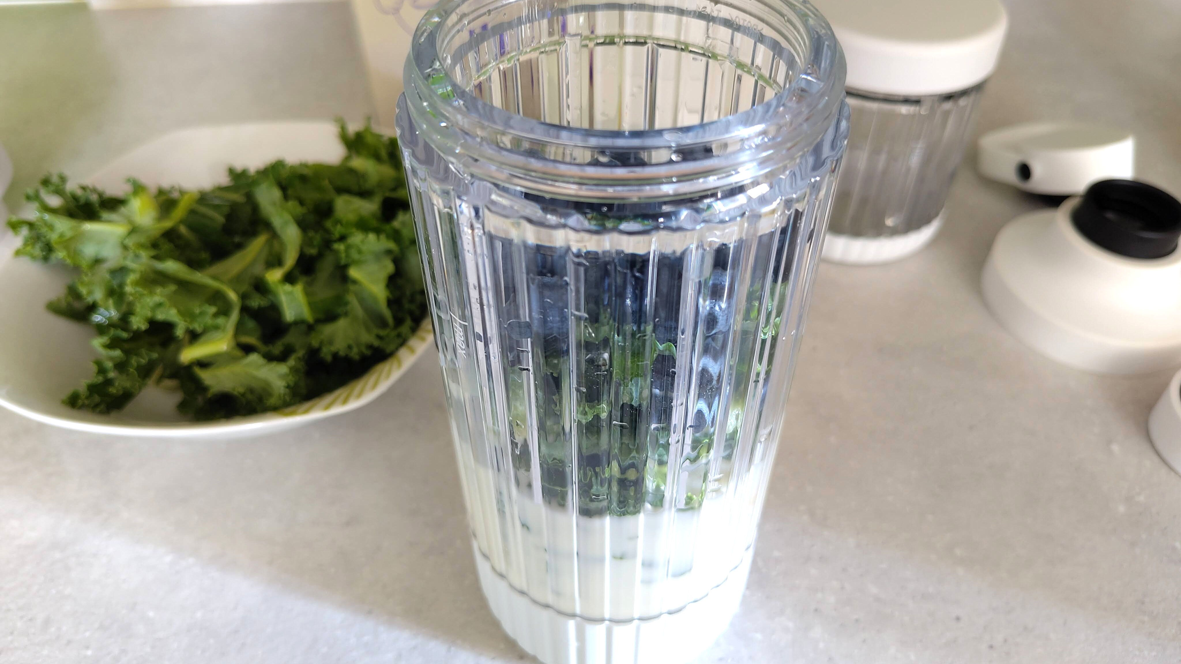 Smoothie ingredients inside Beast Mighty 850 Plus blender