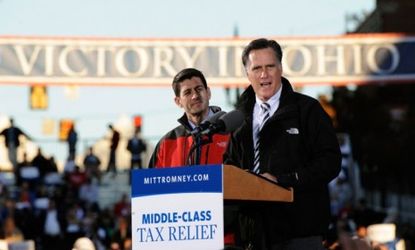 Mitt Romney and Paul Ryan campaign in Lancaster, Ohio, on Oct. 12.