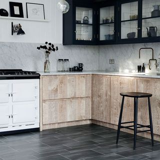 Kitchen floor tile ideas with grey slate flooring