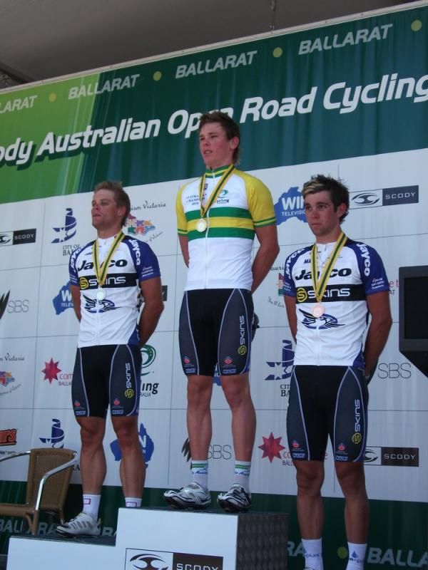 Podium (L-R): Malcolm Rudolph (Jayco-Skins), Michael Hepburn (Jayco-Skins) and Michael Matthews (Jayco-Skins).