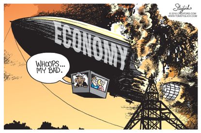 Political cartoon U.S. Obama economy blimp