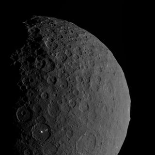 The dwarf planet Ceres as seen by NASA's Dawn spacecraft in orbit. This image, which shows the bright spots of Occator Crater, was taken Feb. 11, 2017.