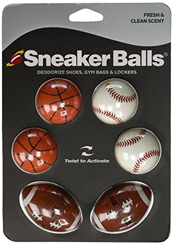 Sneaker Balls Sports Sof Sole Shoe Eliminator & Remover, 3pk-Fresh, Clean Scent Blocks Odors-Twist-To-Activate, Colorful Designs, 6 Pack