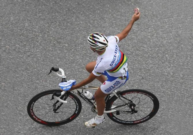 An unusual view of world champion Paolo Bettini