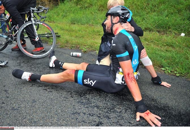 Xabier Zandio is treated after a crash