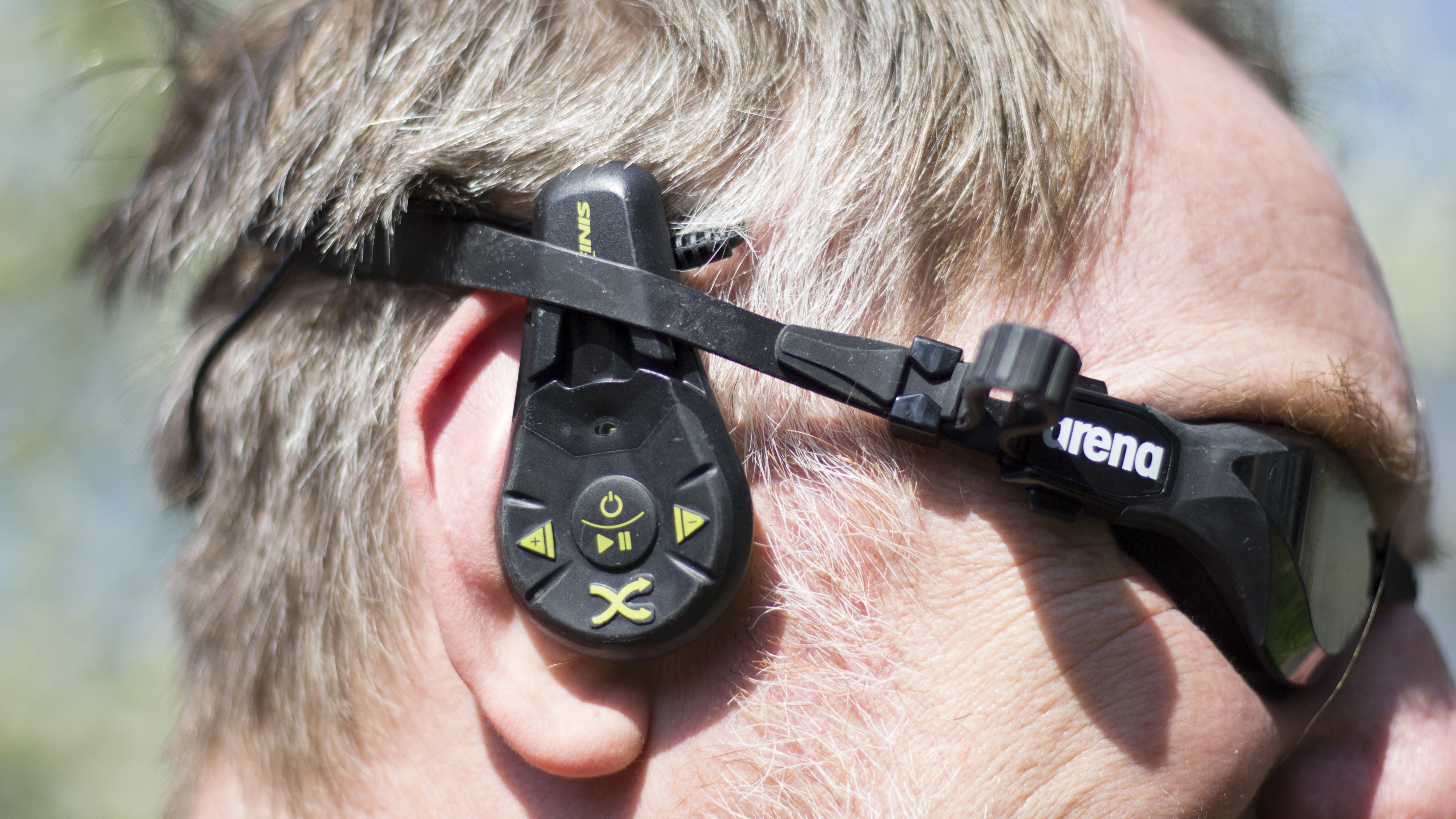 Finis Duo headphones worn by the reviewer