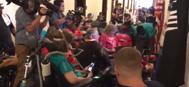 Protesters outside Mitch McConnell&amp;#039;s office.