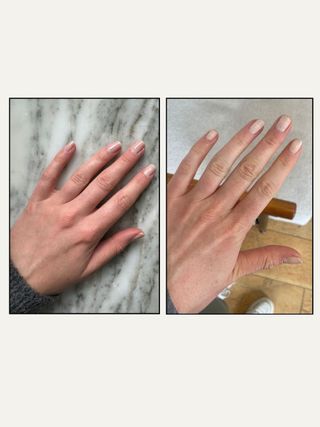 Essie Gel Couture Top Coat Before and After: first application vs ten days later.