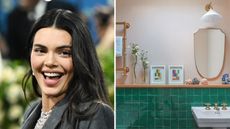 Kendall Jenner / Green tiled bathroom