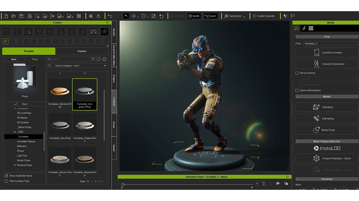 A character on a turntable
