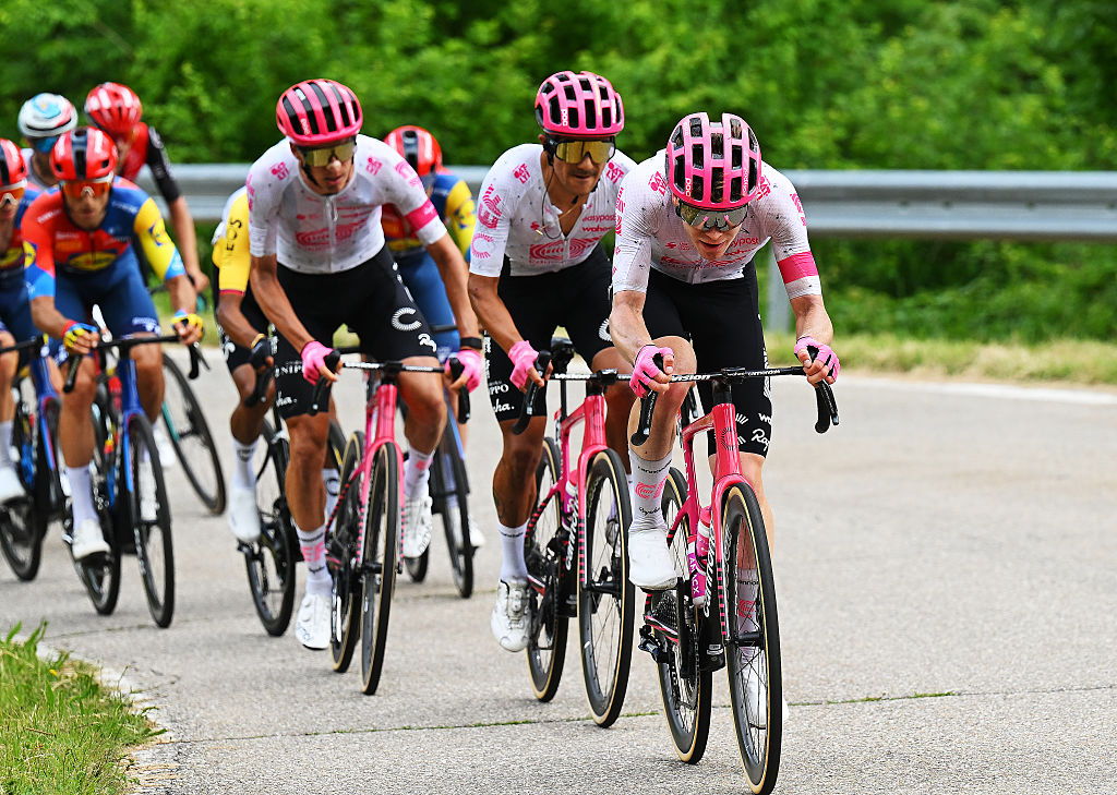 CASTELNOVO NE MONTI ITALY MAY 21 Georg Steinhauser of Germany and Team EF Education EasyPost competes during the 108th Giro dItalia 2025 Stage 11 a 186km stage from Viareggio to Castelnovo ne Monti 715m UCIWT on May 21 2025 in Castelnovo ne Monti Italy Photo by Tim de WaeleGetty Images