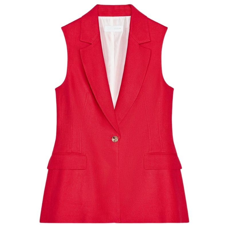 ZARA, Long Linen Blend Waistcoat