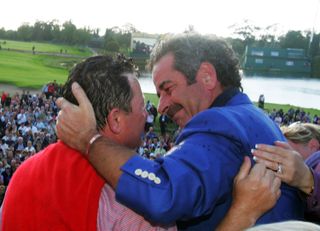 Sam 'Torrents' shedding a tear with Woosie during the 2006 Ryder Cup at the K Club