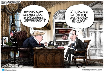 Political cartoon U.S. Trump Rod Rosenstein 25th amendment wire