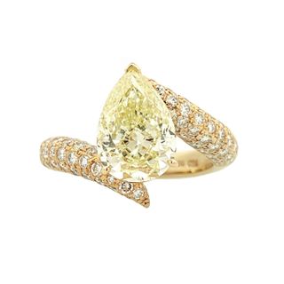 3.11ct Fancy Yellow Pear Diamond Engagement Ring