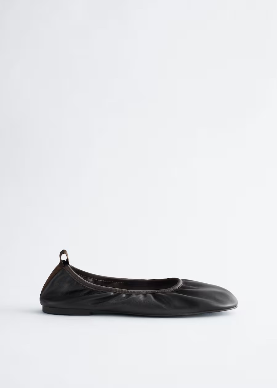 Leather Ballet Flats - Orange